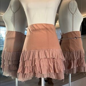 Free People Blush Pink Tiered Fringe Mini Skirt